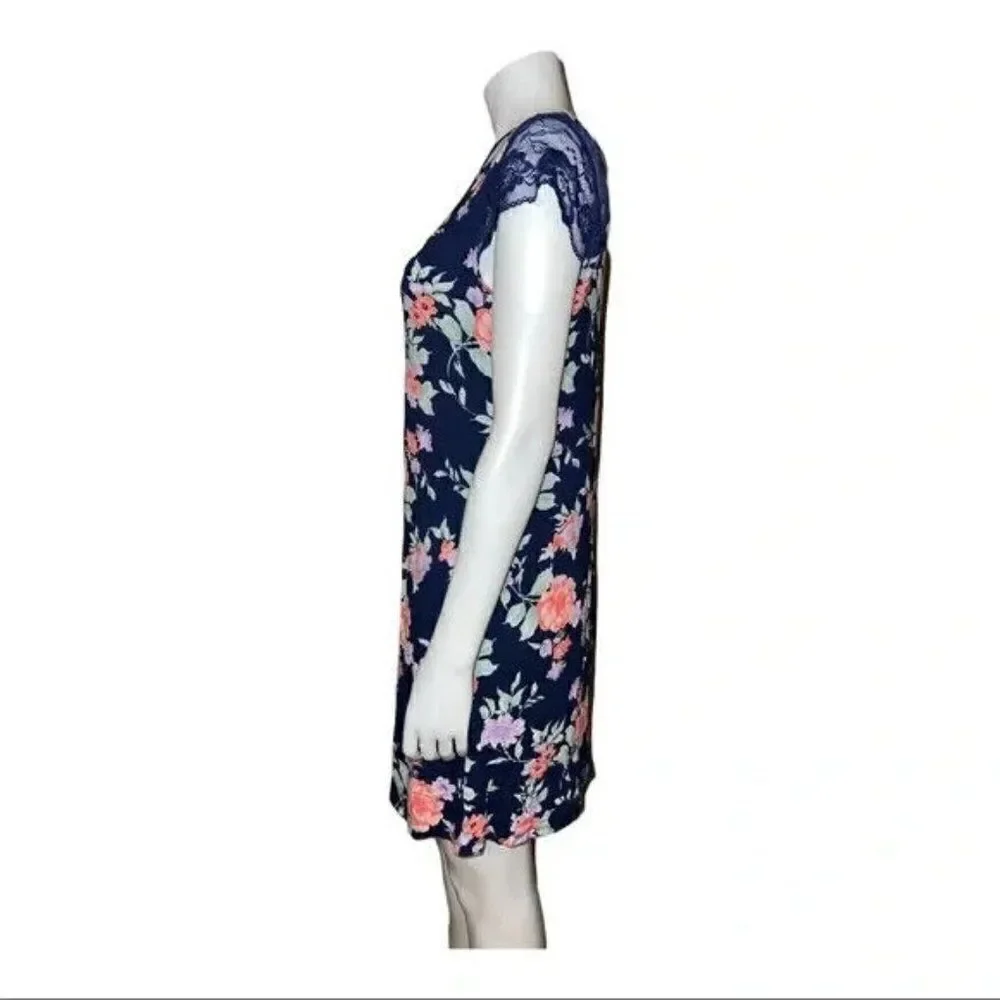 Charter Club Blue Blossoms Lace-Sleeve Chemise Nightgown Extra Small NWT